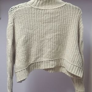 Free People Cream Cable knit turtleneck